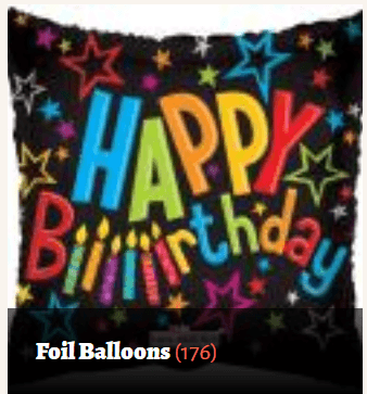 Foil balloons for an assortment of special days.