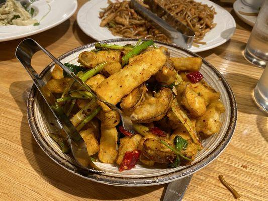 Spicy Dry Fried Eggplant & Mushroom - we didn't care for the taste/consistency at all, but they were kind enough to take it off our bill.