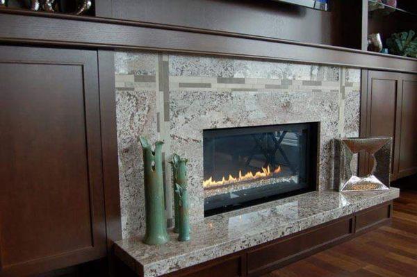 Custom Fireplace Wood and Stone Work