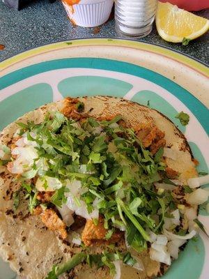 Al pastor tacos with homemade tortilla