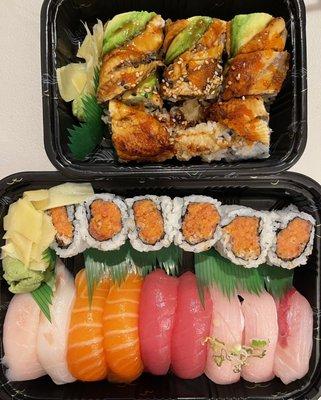 Sushi deluxe and black dragon