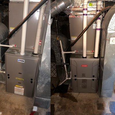 Before/after Bryant 2 stage variable speed 96% efficient furnace.