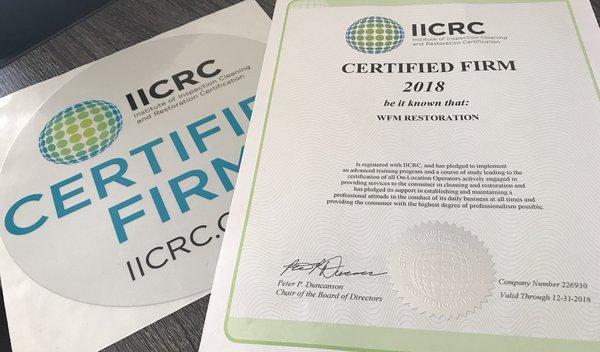 IICRC certified firm