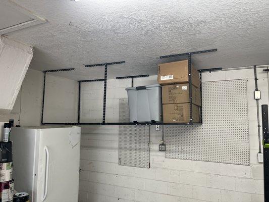 Installed garage shelves