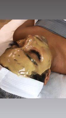 Signature Facial with the collagen face mask infused with 24K gold