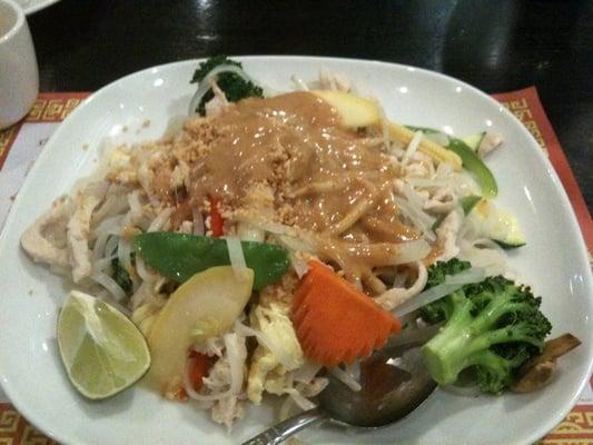 Chicken and vegetable phat thai is not on the printed menu but it delicious, ask for it!