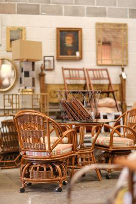 We always have a rotating selection of vintage rattan and bamboo pieces.