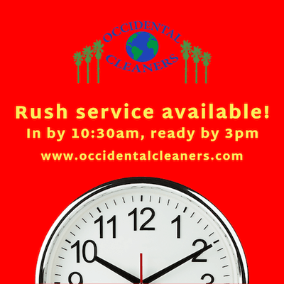 In a rush? No worries, get your dry cleaning done on the same or next day of your drop off. For same day please drop off before 10:30 am!