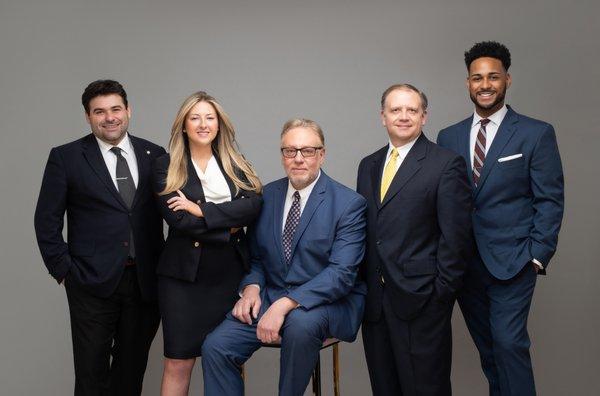 (Left to Right) Alex Berry-Santoro, Esq., Megan L. Babut, Esq., William C. Babut, Esq., J. Gregory Frye, Esq., & Jameel S. Williams, Esq.