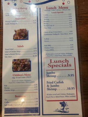 Lunch menu