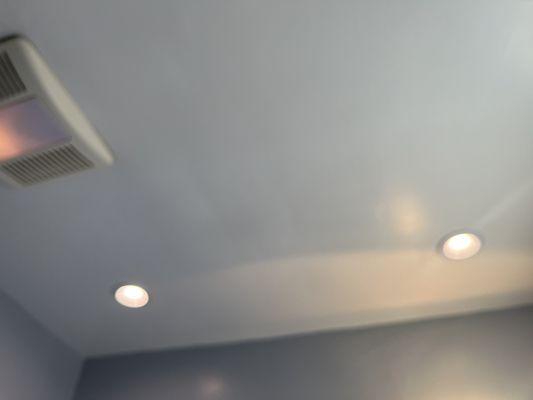 Another angle of recessed lights installed