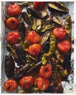 Miso Roasted tomatoes, eggplant and peppers