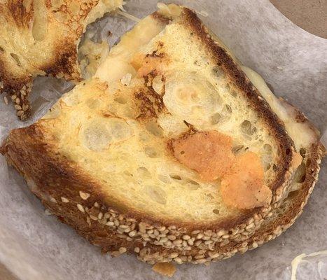 Super cheesy, semolina bread, toasty and delish grilled cheese!