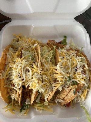 Hard shell shredded chicken tacos