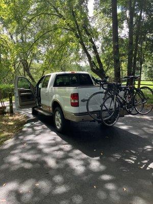 Borrowed bikes tuned up by Sam. Ready for Ironman Maryland 140.6.