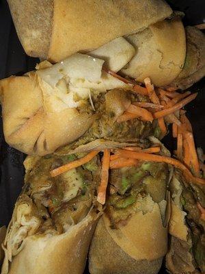 Rotten avocado eggrolls....DISGUSTING! This is SAVAGE to serve something to someone like this!