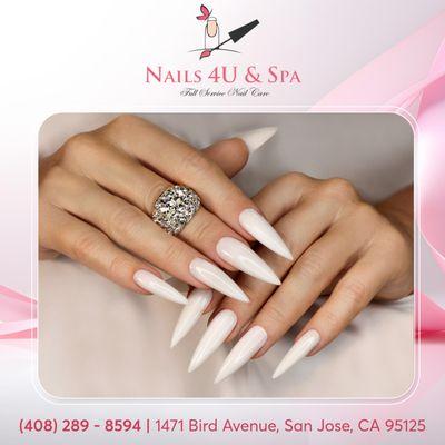 Enjoy the luxury of detailed nail care at Nails 4U & Spa. 
We focus on every aspect to ensure your nails look and feel absolutely perfe