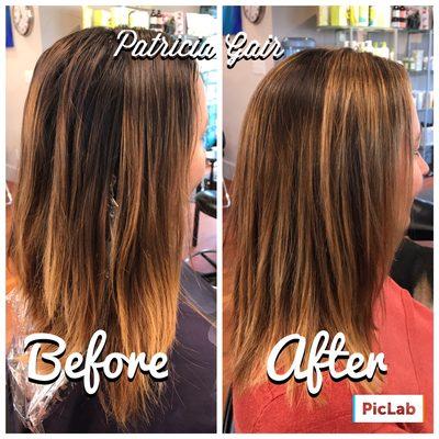 This client was looking for a low maintenance, warm, natural look. We went with balayage highlights and she was very pleased.