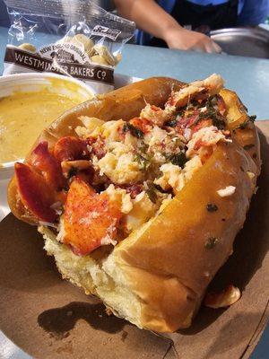 Hot lobster roll and lobster bisque