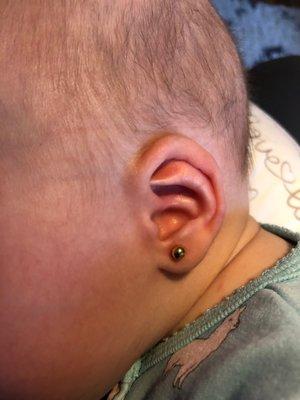 Baby's ear on first day