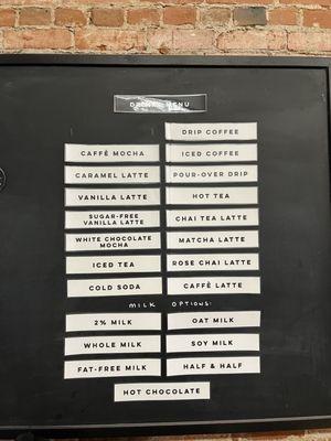 Drink menu