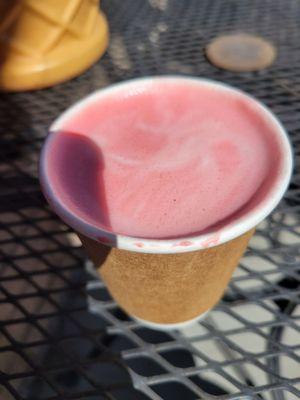 Beetroot Latte with oatmilk and some honey for sweetner!  Soooooo good and healthy!