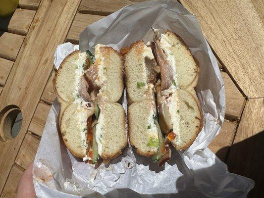 This is the dynamite sandwich with smoked sturgeon added to it! Delicious!!!