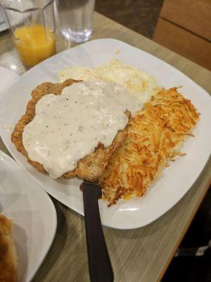 Countey fried steak and eggs