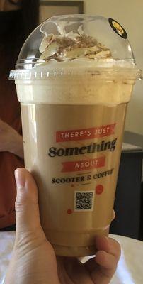 Iced pumpkin spice latte (w/ no ice as requested)