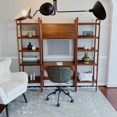 A formal dining room turned clean, chic office space!