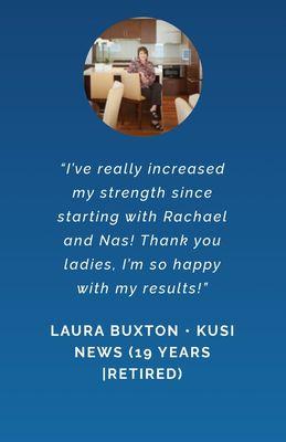 Laura Buxton KUSI news retired is so happy with her Concierge Personal Training results!