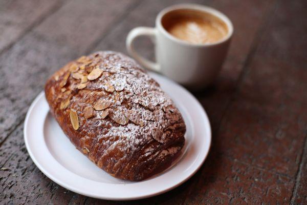 Scratch made Almond Croissant w/ Organic Latte