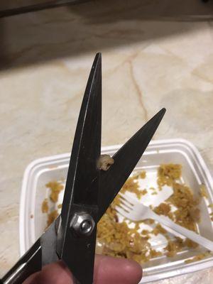 My kitchen scissors can't even break this thing and it was in my food!!