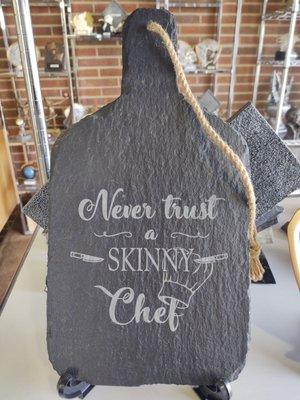 Personalized slate and wooden cutting boards