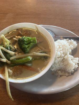 Lunch portion. Green curry w tofu