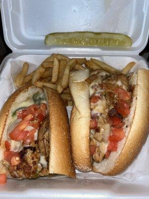 Chicken Philly and fries