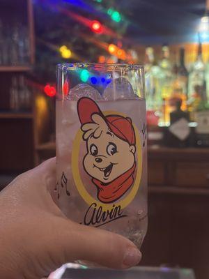 The cutest water glasses! Alvin!!!!