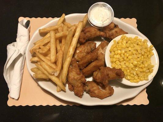 Wing meal - substitute coleslaw with corn - $11.70