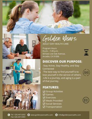 Our Mission is to serve and enrich life during the golden years of life!