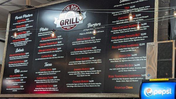 Large menu board