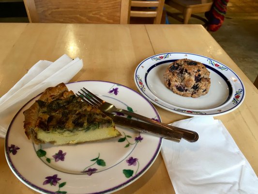 Delicious quiche and blueberry spelt biscuit