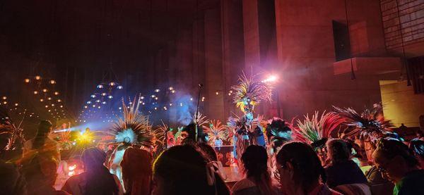 A whole village of Aztec dancers.