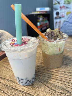 Coconut Milk Tea and Green Tea Shaved Ice