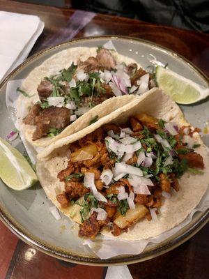 Al pastor and carnita traditional tacos