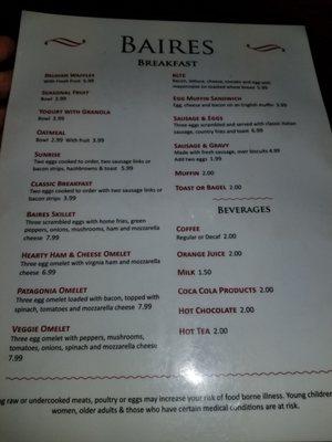 Breakfast Menu