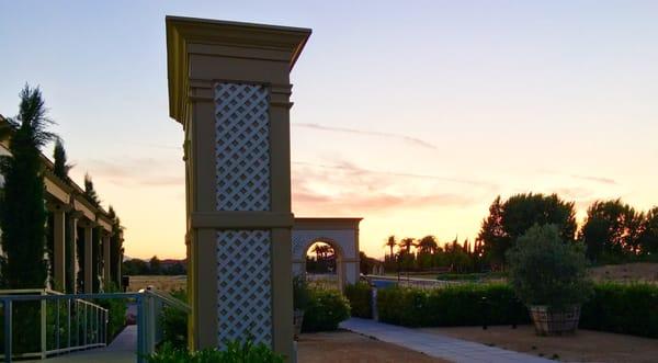 From the library courtyard at sunset.