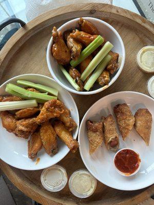 Wings and hot dog egg roll