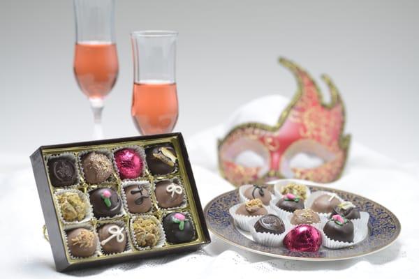 Hand-crafted truffles. The raspberry rose is my fave!