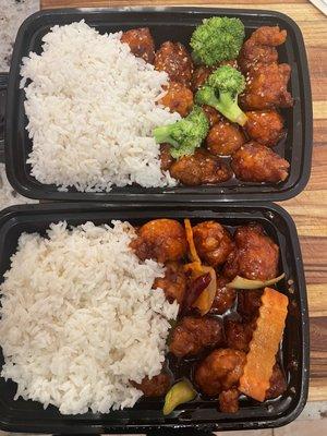 Lunch size seasame chicken and general tso's chicken