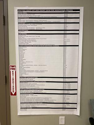 Price List - Menu